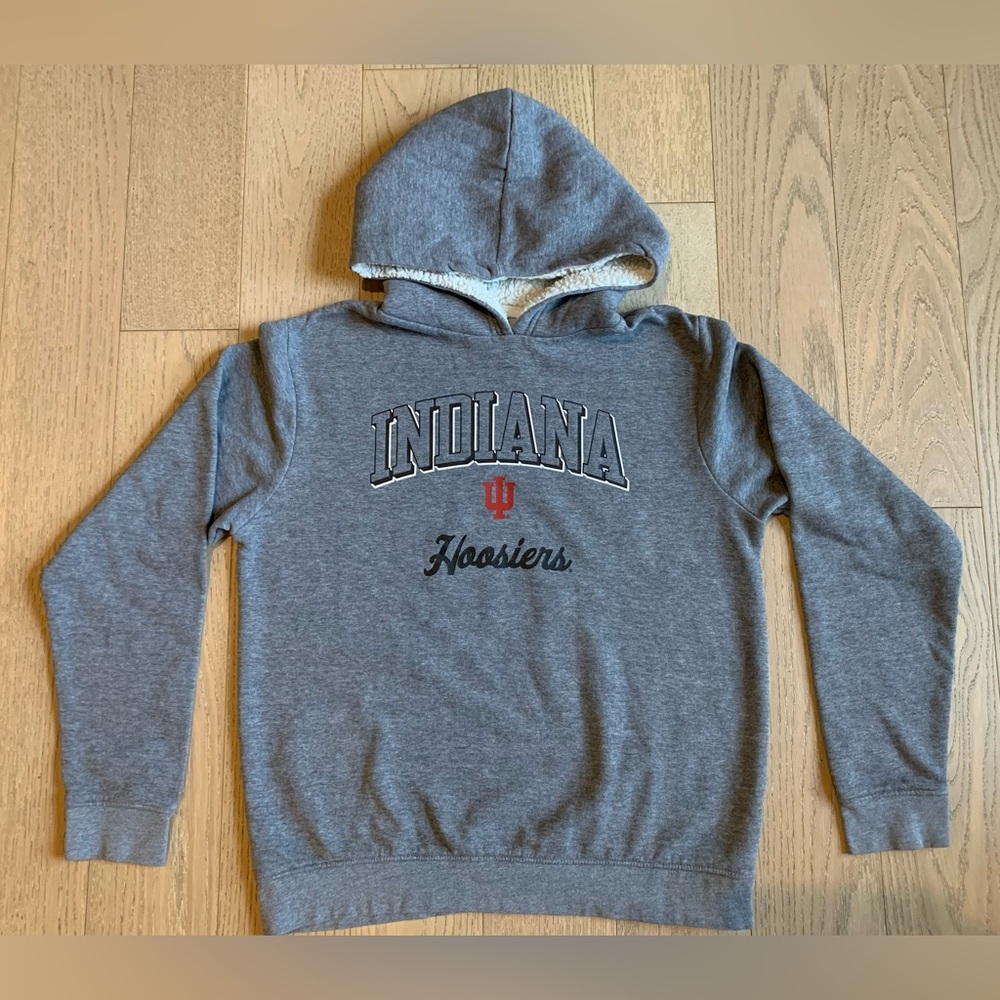 Womens IU Hoosiers Hoodie Sweatshirt with Sherpa Lined Hood Size Large